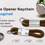 Custom bottle opener keychain with integrated opener and rope loop